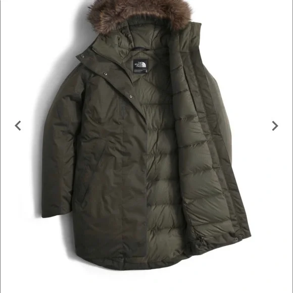 The North Face Olive Green Parka with Faux Fur Hood - Picture 2 of 11